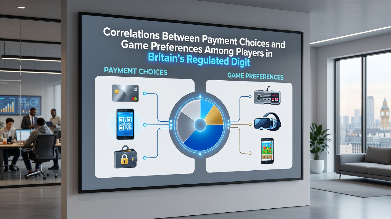 Data visualization charts showing correlations between e-wallet usage and slot preferences versus card payments and table game activity in Britain's gaming market