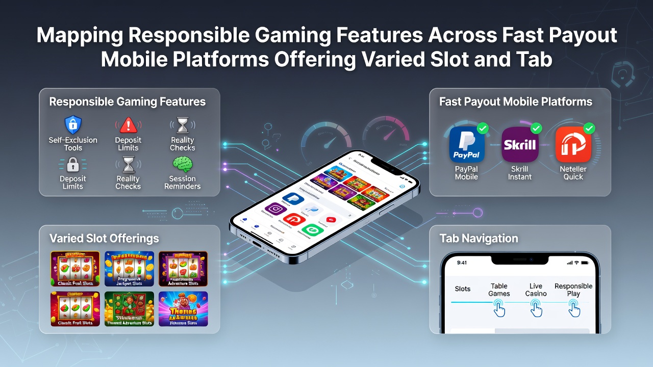 Detailed view of responsible gaming dashboard on a mobile casino app with fast payout options